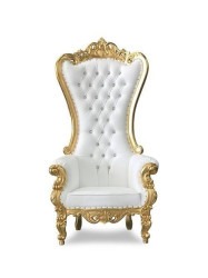 White Throne Chair Rental (gold trim)