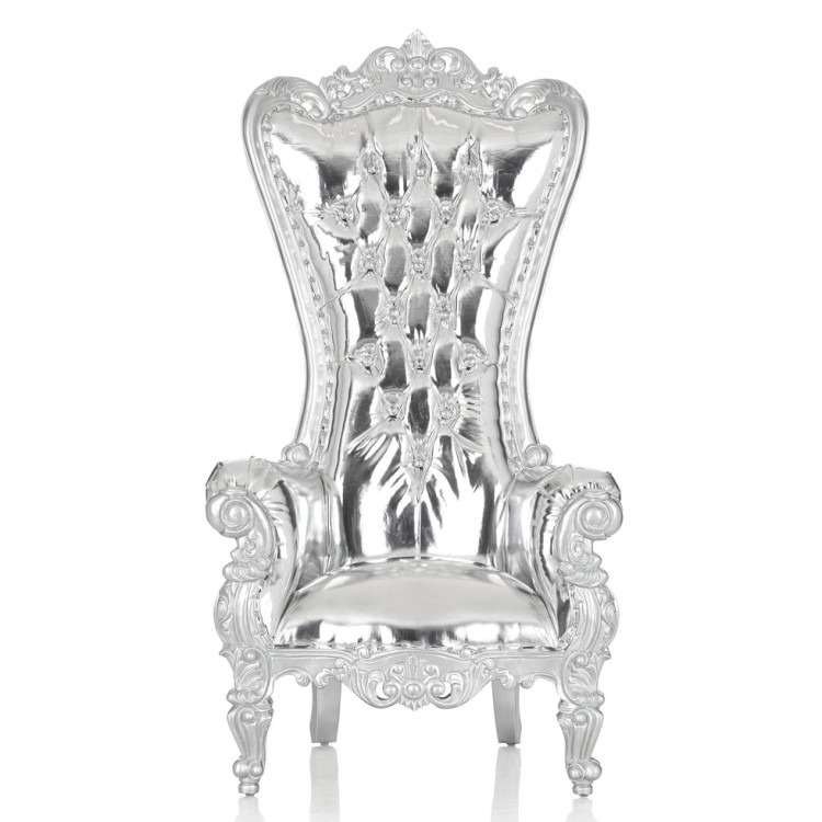 Silver Metallic Throne Chair Rental